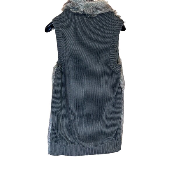 Maurices faux fur Vest size L Open Front Gray Black Knit Back soft sleeveless - Picture 3 of 14